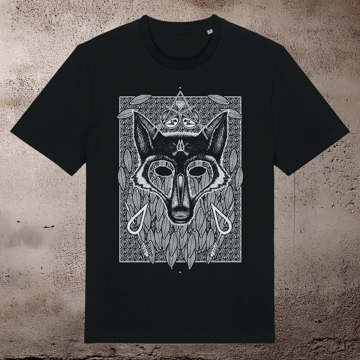 BHS WOLF ORGANIC COTTON UNISEX BLACK T-SHIRT