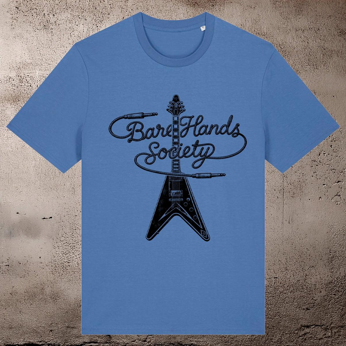 BHS "GUITAR" ORGANIC COTTON UNISEX BRIGHT BLUE T-SHIRT
