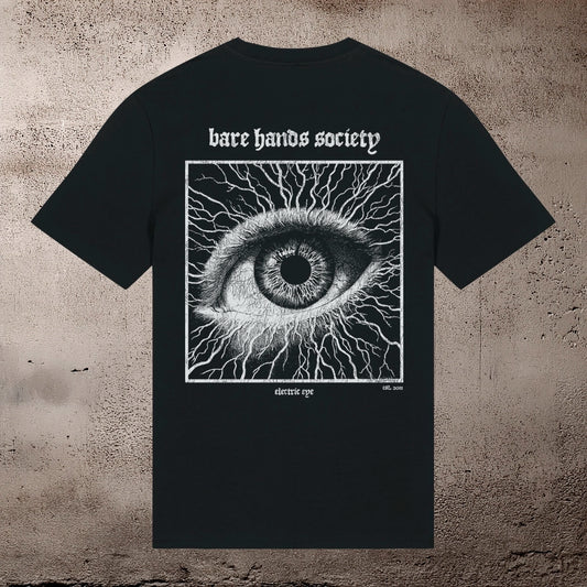 BARE HANDS SOCIETY ELECTRIC EYE UNISEX BLACK T-SHIRT