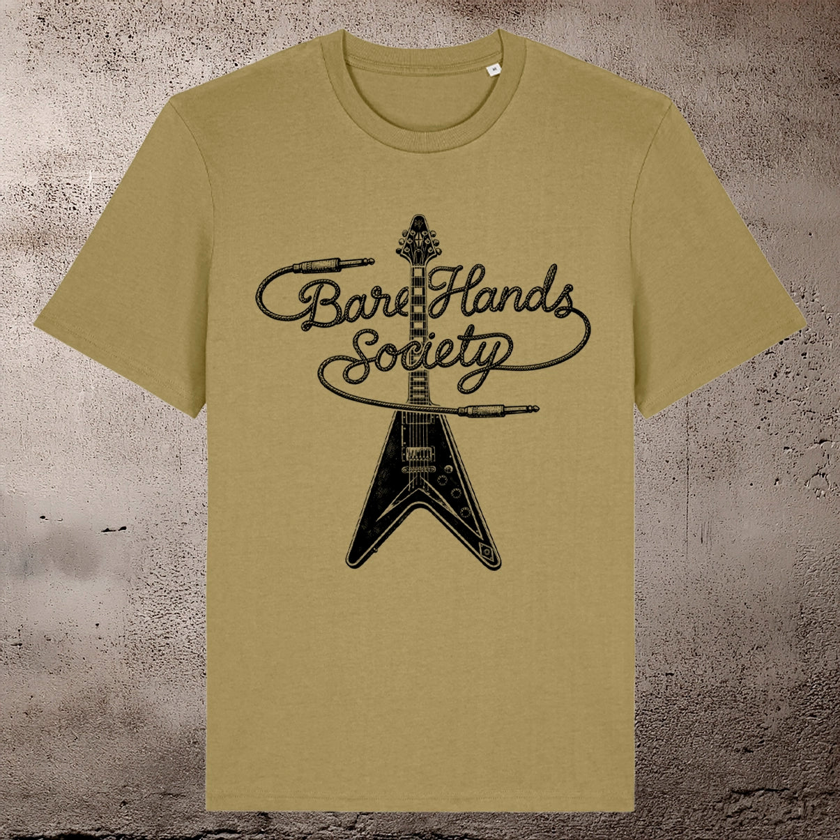 BHS "GUITAR" ORGANIC COTTON UNISEX OLIVE T-SHIRT