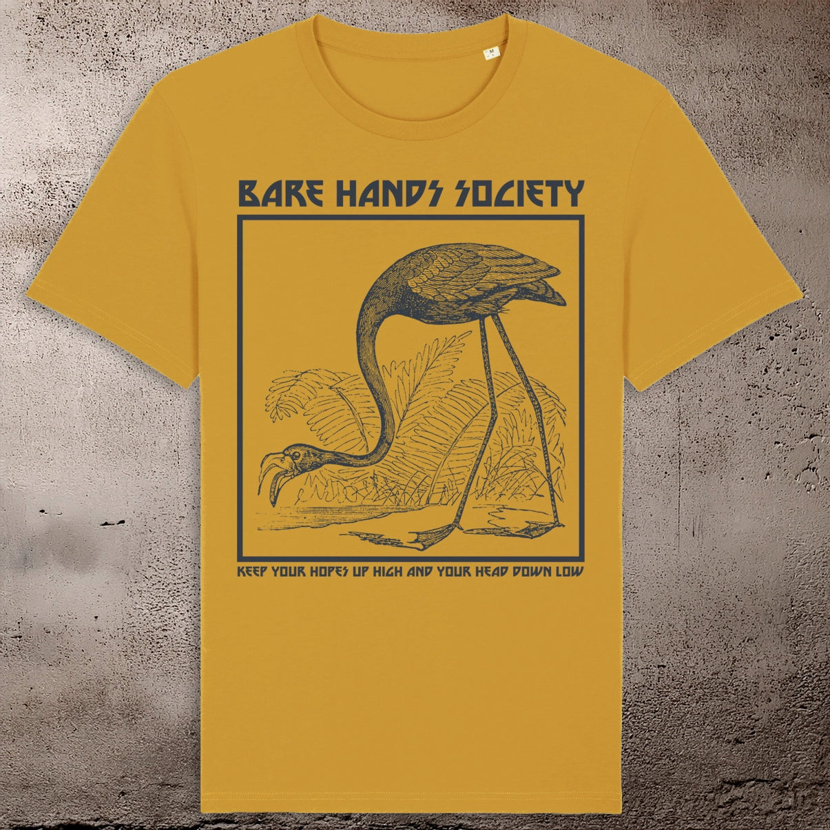 BHS FLAMINGO ORGANIC COTTON OCHRE UNISEX T-SHIRT