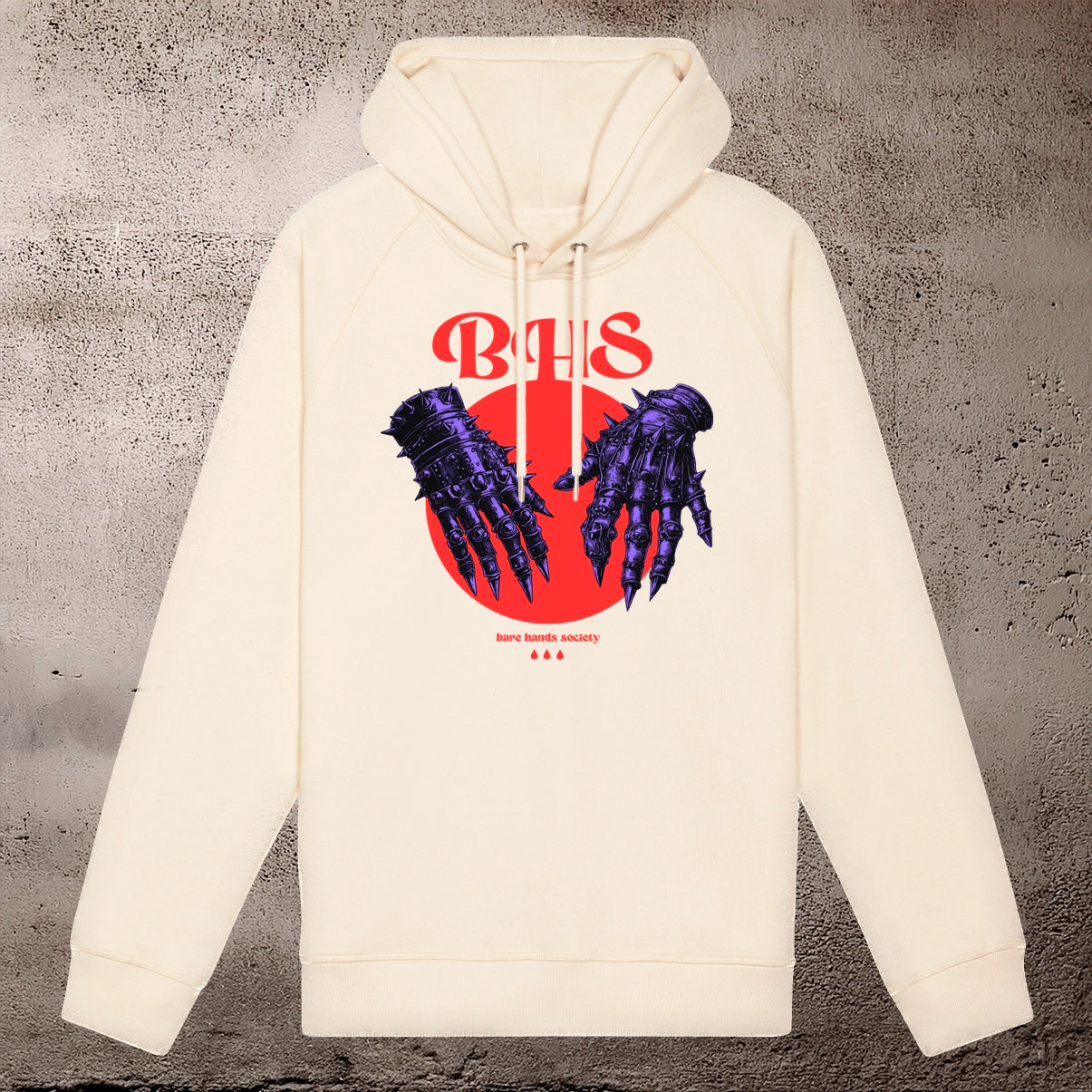 BHS METAL HANDS UNISEX NATURAL RAW HOODIE