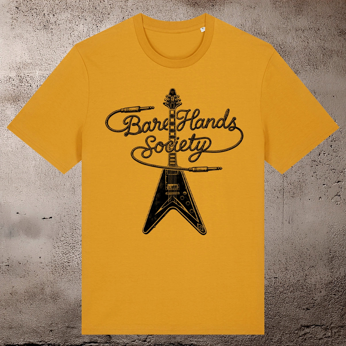 BHS "GUITAR" ORGANIC COTTON UNISEX OCHRE T-SHIRT