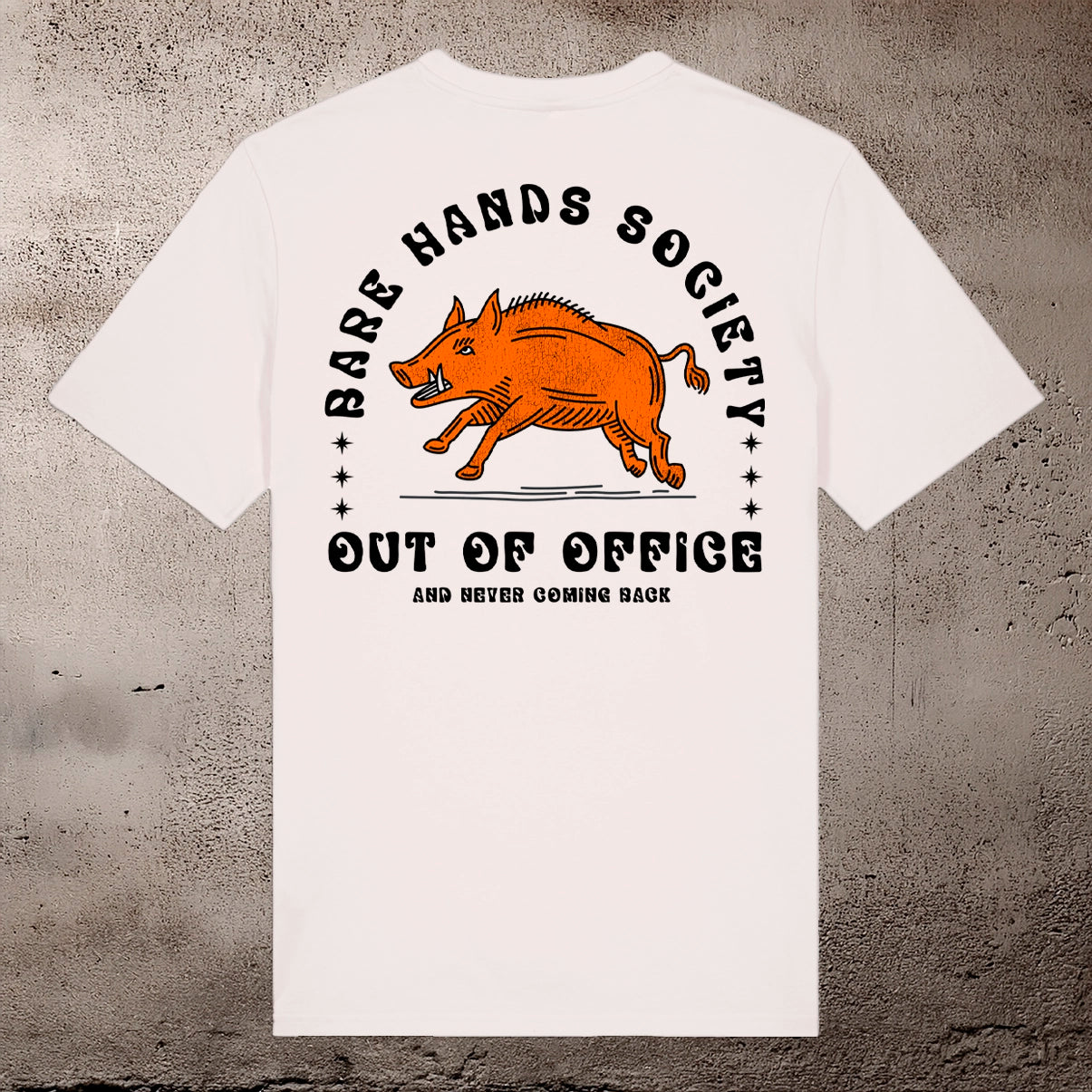 BHS "OUT OF OFFICE" ORGANIC COTTON UNISEX VINTAGE WHITE T-SHIRT