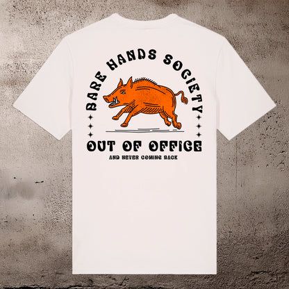 BHS "OUT OF OFFICE" ORGANIC COTTON UNISEX VINTAGE WHITE T-SHIRT