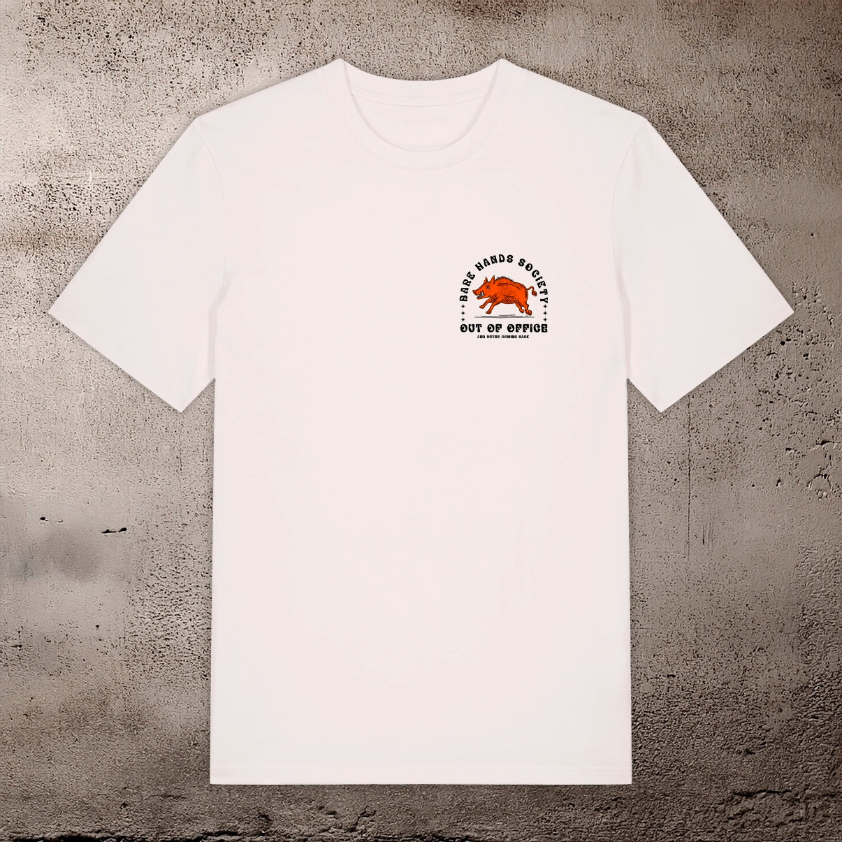 BHS "OUT OF OFFICE" ORGANIC COTTON UNISEX VINTAGE WHITE T-SHIRT