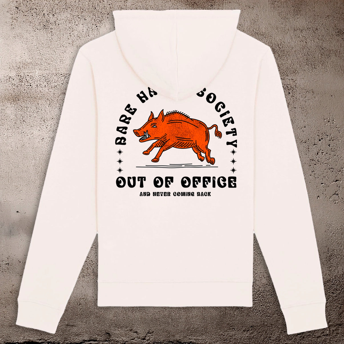 BHS OUT OF OFFICE UNISEX VINTAGE WHITE HOODIE