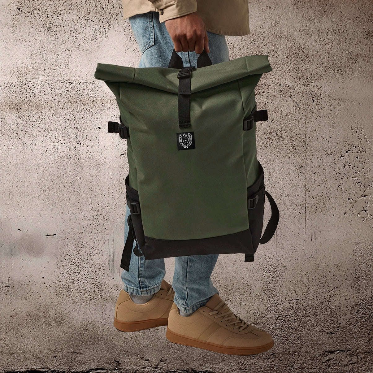 Block Roll-Top Backpack