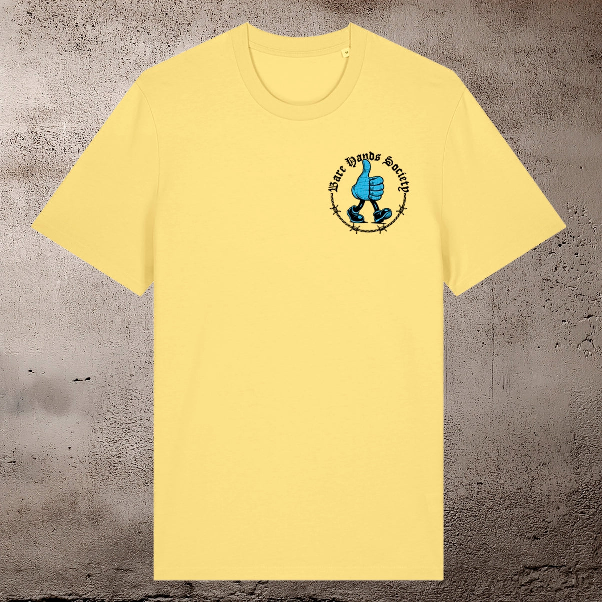 BHS "THUMBS UP" ORGANIC COTTON UNISEX YELLOW T-SHIRT