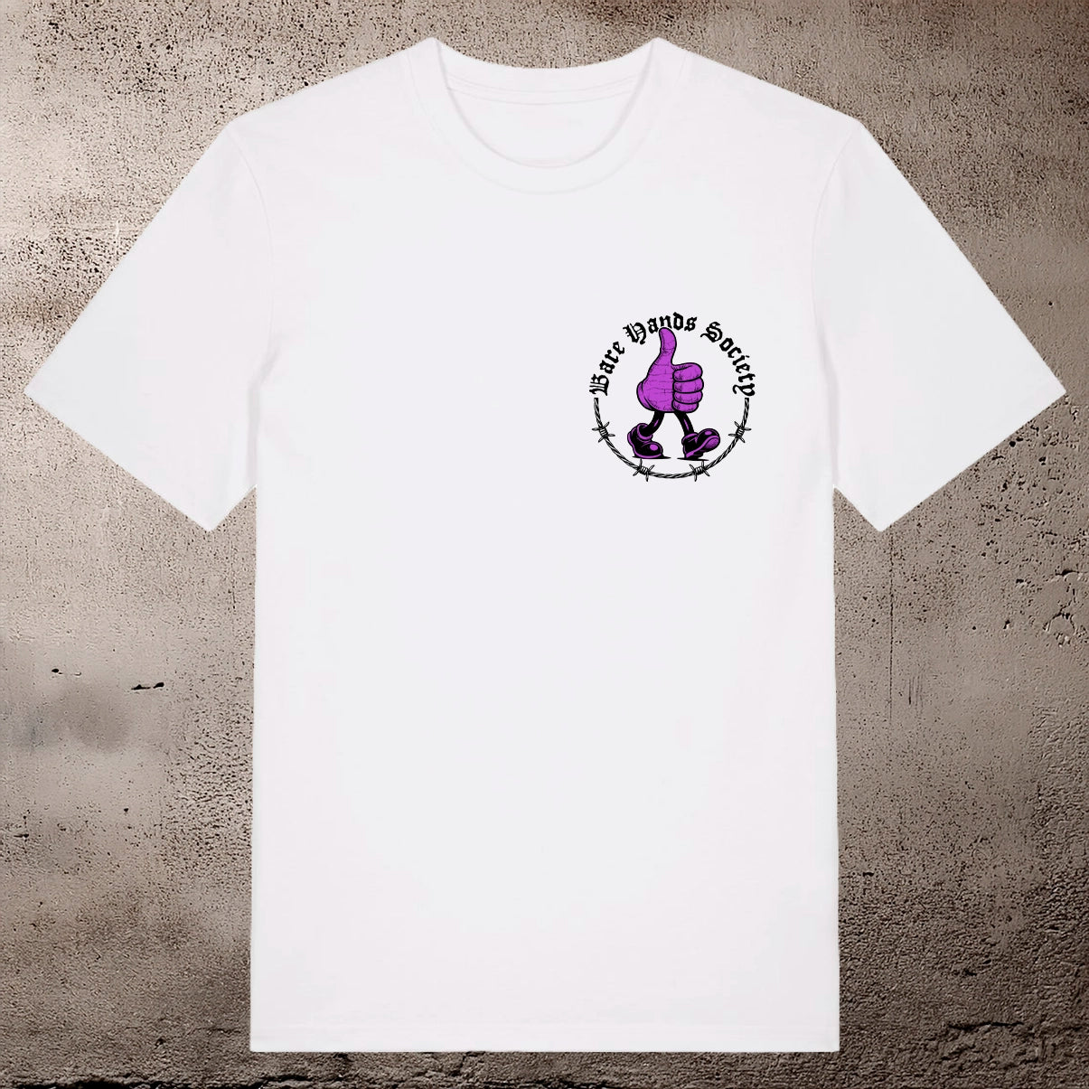 BHS "THUMBS UP" ORGANIC COTTON UNISEX WHITE T-SHIRT