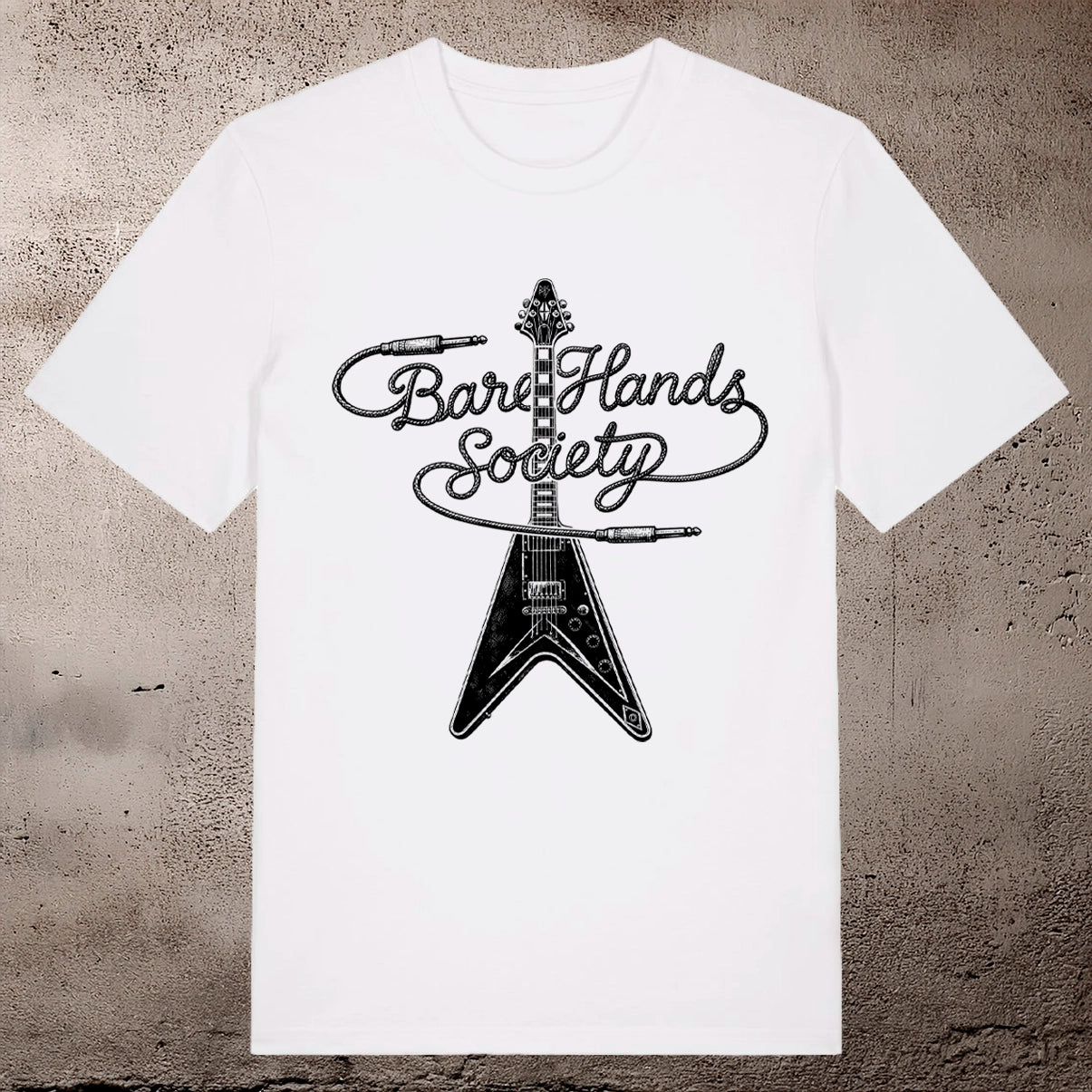BHS "GUITAR" ORGANIC COTTON UNISEX WHITE T-SHIRT