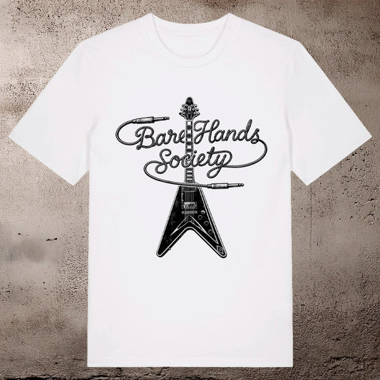 BHS "GUITAR" ORGANIC COTTON UNISEX WHITE T-SHIRT