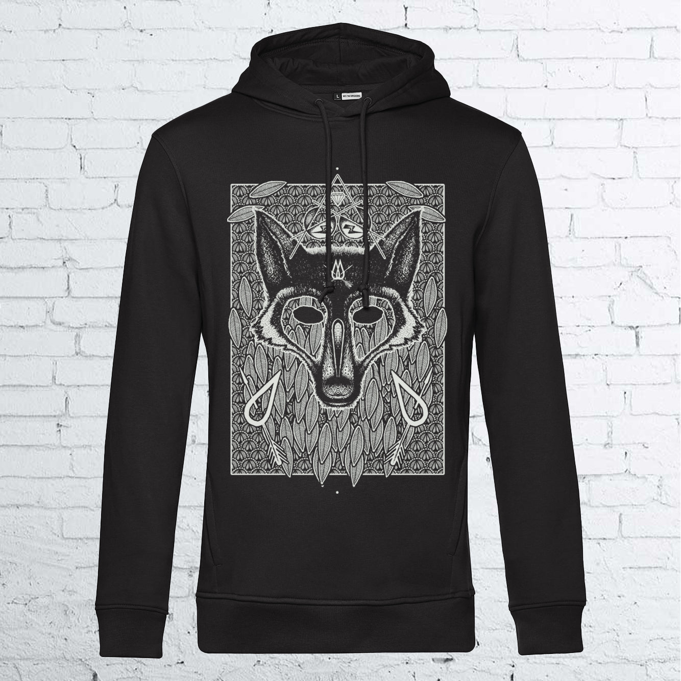 BHS WOLF UNISEX ORGANIC COTTON BLACK HOODIE